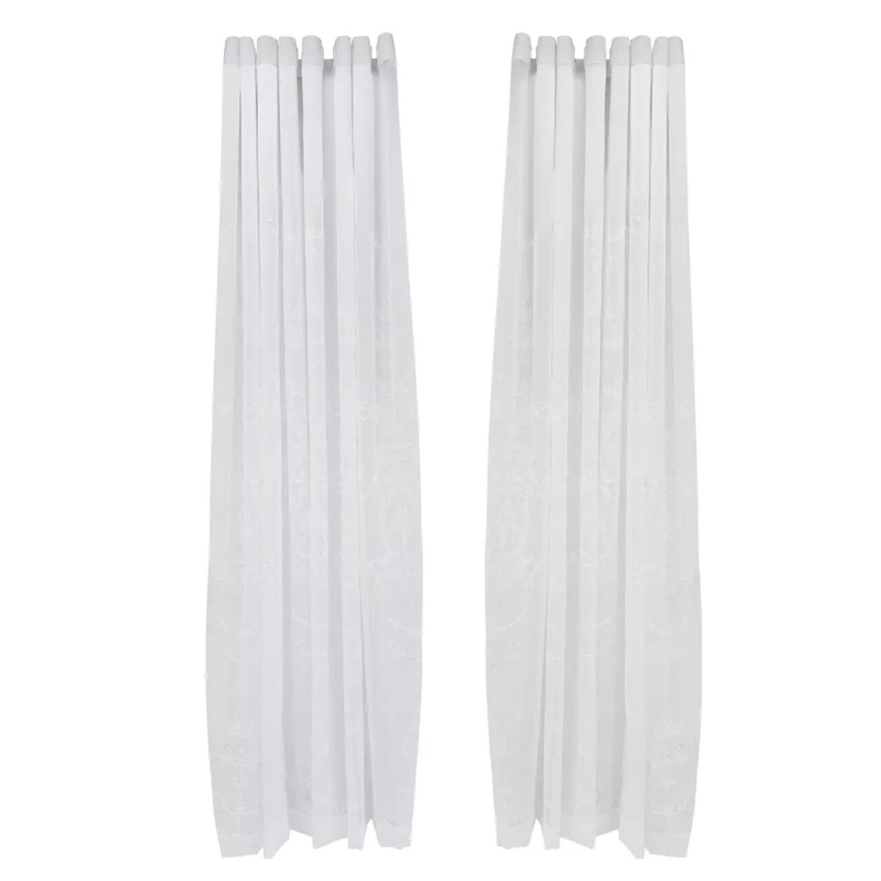 1 Pair White Knitted Floral Lace Curtains Living Room Curtains Drape 108" x 100"